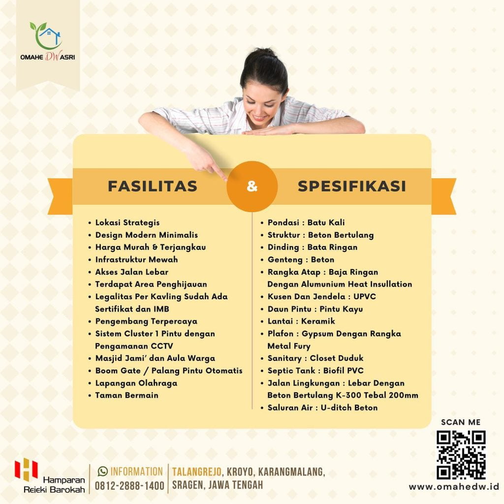 Perumahan Sragen OmaheDW Asri Fasilitas & Spesifikasi